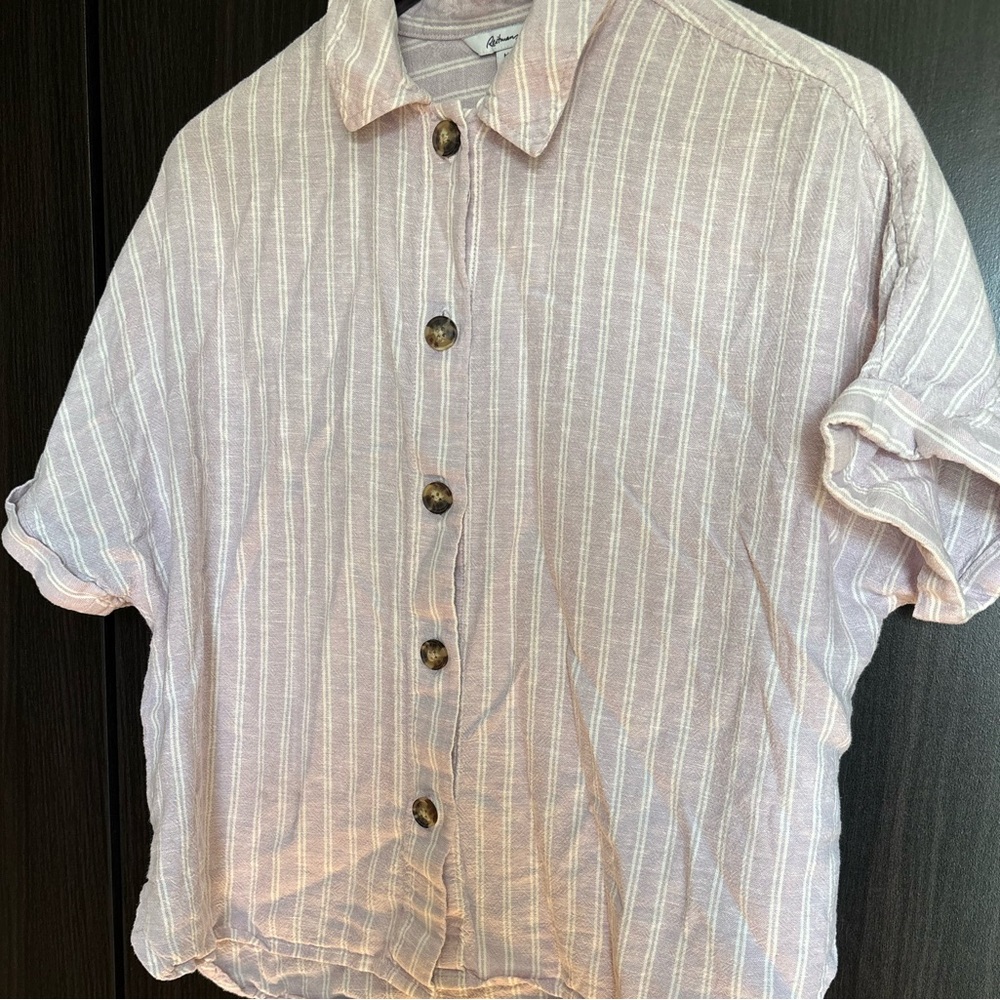 Reitmans Light Pink Striped Button Down Shirt